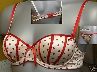 34b la senza ivory & red satin push up bra bnwot
