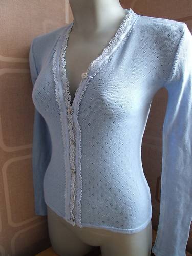 ladies thermal cardigan sky blue S 10 ex jigsaw
