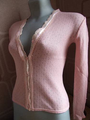 ladies thermal cardigan salmon pink S 10 ex jigsaw