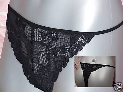 ballet black lace embroidery thong size 10 to 12 bnwot