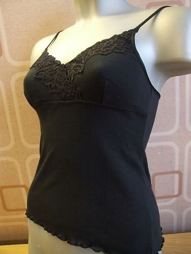 ex kew cotton & lace black shaped vest 8/10 xs BNWOT