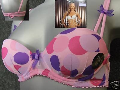 30a ceriso pink polka print padded balcony bra BN