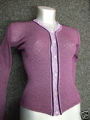 ex junior jigsaw plum themal cardigan age 12/13 xl