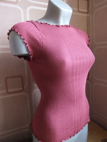 small 10/12 jigsaw red ribbed capped sleeve shirt BN