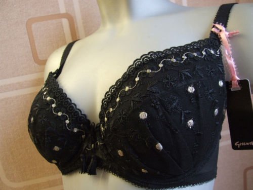 32a Gossard black gold lace padded Plunge Bra BNWT