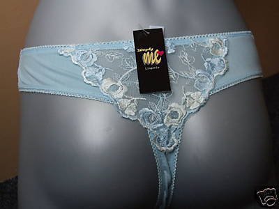 blue & ivory lace thong size 16 BNWT