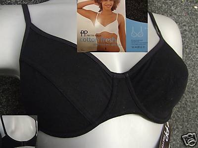 36b black pretty polly cotton underwired soft bra bnwt