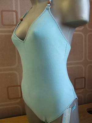 size 12 lepel aqua suede effect halterneck swimsuit BNW