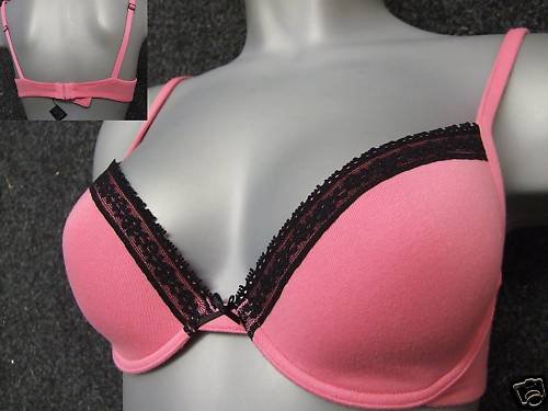 34c ex m&s pink fuschia cotton padded push up bra BNWOT