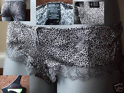 size 8 black animal print silk shorts briefs M&S bnwot