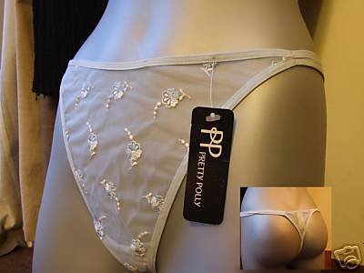 pretty polly blue embroidery thong size 16 to 18 bnwt