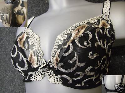 34dd ex m&s truly you black gold embroidery bra BNWT