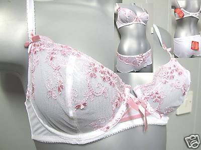 34a littlewoods white & pink embroidery wired bra BNWT