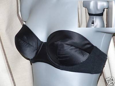 gossard black satin superboost strapless bra 36a bnwt