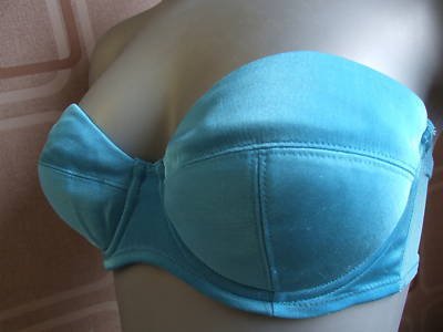 34d gossard turquoise satin superboost strapless bra BN