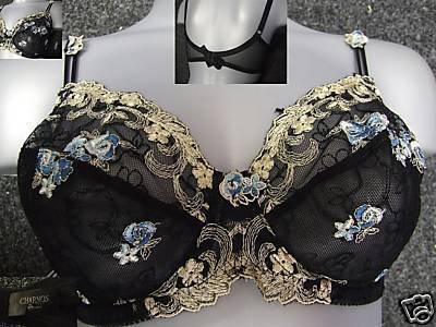 30e charnos black gold lace embroidery underwired bra