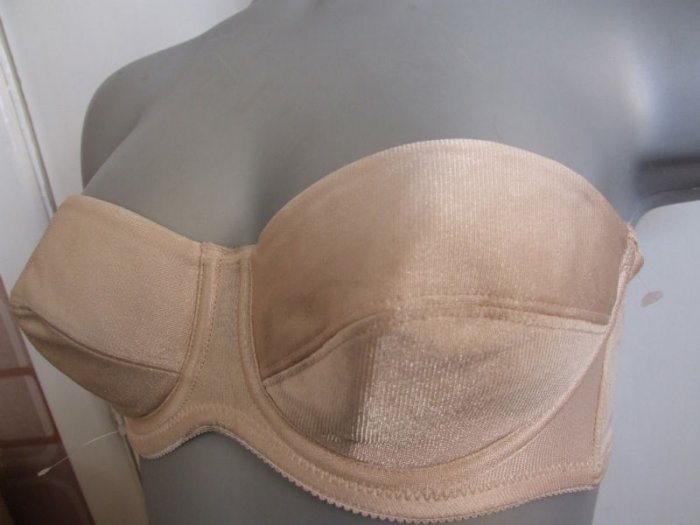 32b charnos nude padded strapless satin underwired bra