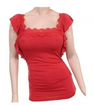 Small Size Sexy Red Lace Top for Juniors