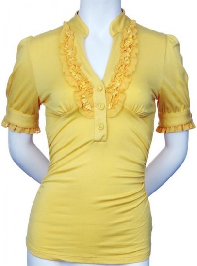 Small Size Yellow Ruffle Top for Junior Women