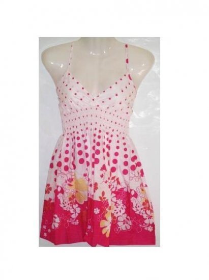 Small Size, Pink Flower Babydoll Dress for Juniors