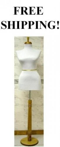 WHITE color Female Dress Form Mannequin Display with Natural Wood Stand, WHITE color