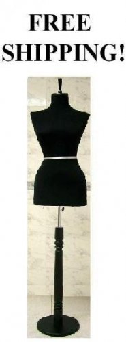 BLACK color Female Dress Form Mannequin Display with Black Wooden Stand, BLACK color