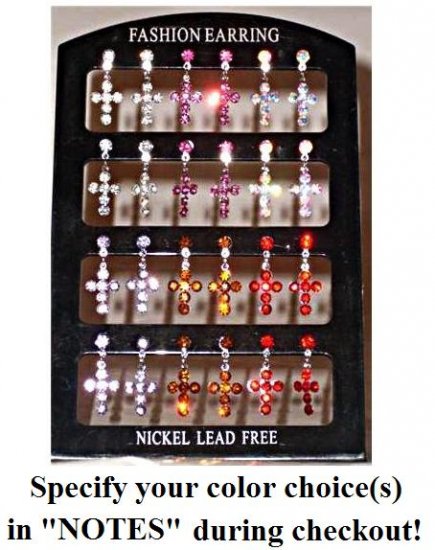 Cubic Zircon Cross Earrings, specify your color(s) during checkout