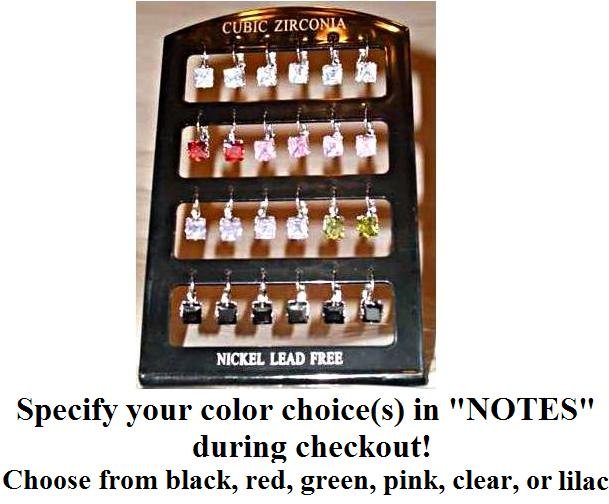 Cubic Zircon Square Earrings, specify your color(s) during checkout