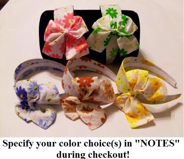 Flower print with bow Headband, specify your color(s) during checkout