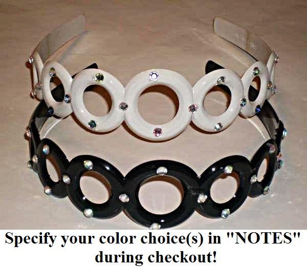 Gemstone Circle Headband, specify black or white color during checkout