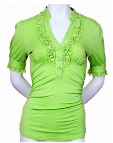 XL Size Lime Green Ruffle Top for Women and Ladies