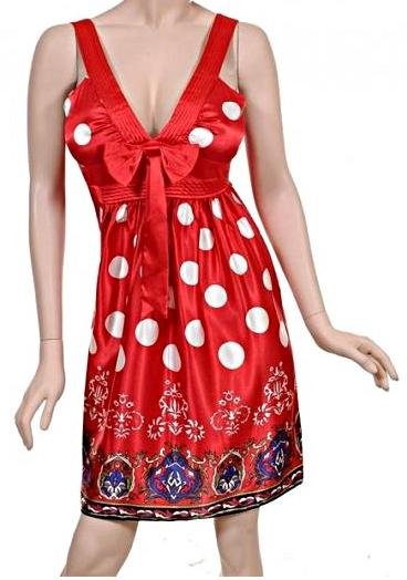 Small Size Trendy Red Polka Dot Dress