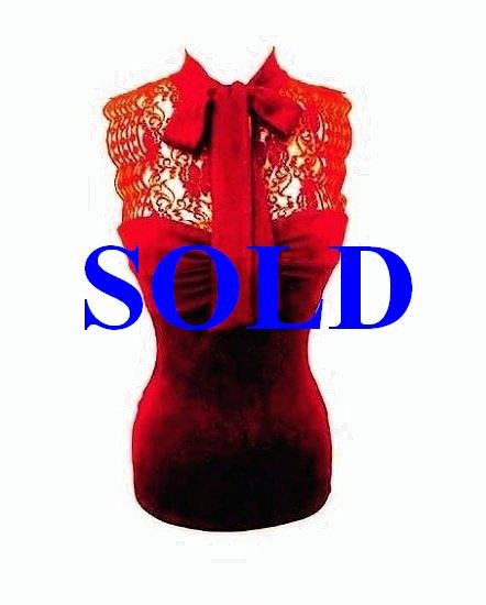 Small Size Sexy Red Lace Tank Top for Junior Women