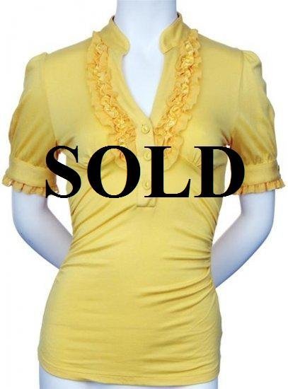 XLarge Size Yellow Ruffle Shirt with sleeves for Women XL