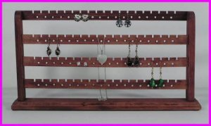 ** Merlot Stained Solid Wood Earring 148 Pc Jewelry Earring Rack Display NEW **