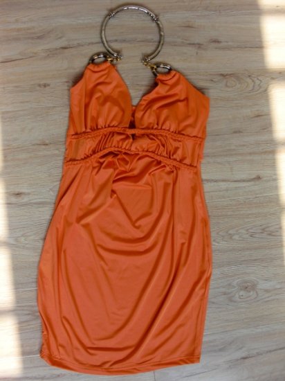 Stunning Orange Neck Hook Design Dress (B2-0011)
