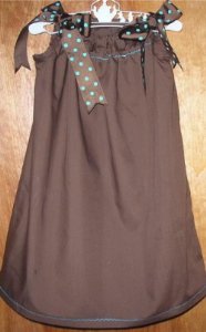 Chocolate Brown and Aqua Dots Pillowcase Dress