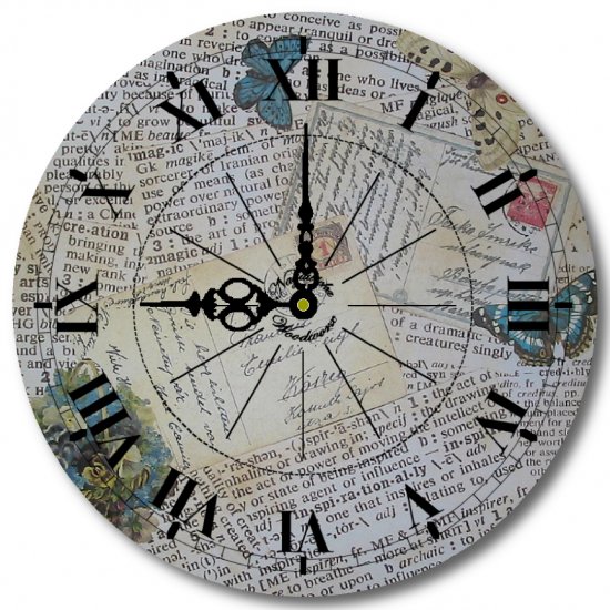 12" Decorative Wall Clock (Postcards and Clippings Clock)