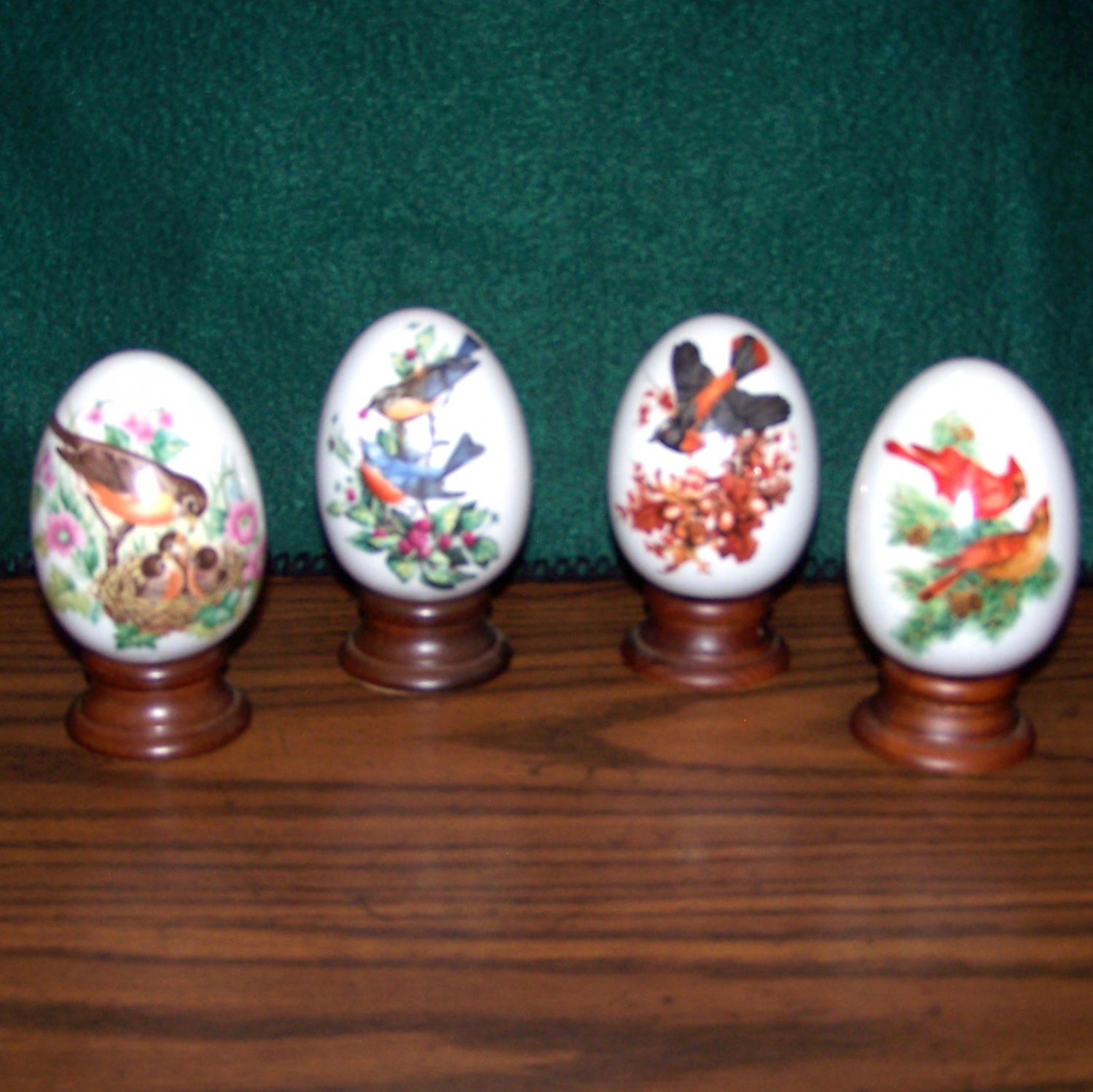 4 Avon Collectible Porcelain Eggs Bird Designs & Sayings for Each Season