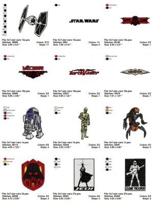 STAR WARS (1) - 17 EMBROIDERY DESIGNS