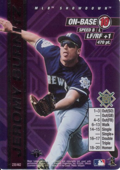 JEROMY BURNITZ 2000 MLB SHOWDOWN FIRST EDITION FOIL #235 MILWAUKEE BREWERS