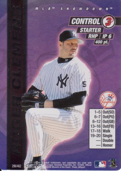 ROGER CLEMENS 2000 MLB SHOWDOWN FIRST EDITION FOIL #296 NEW YORK YANKEES