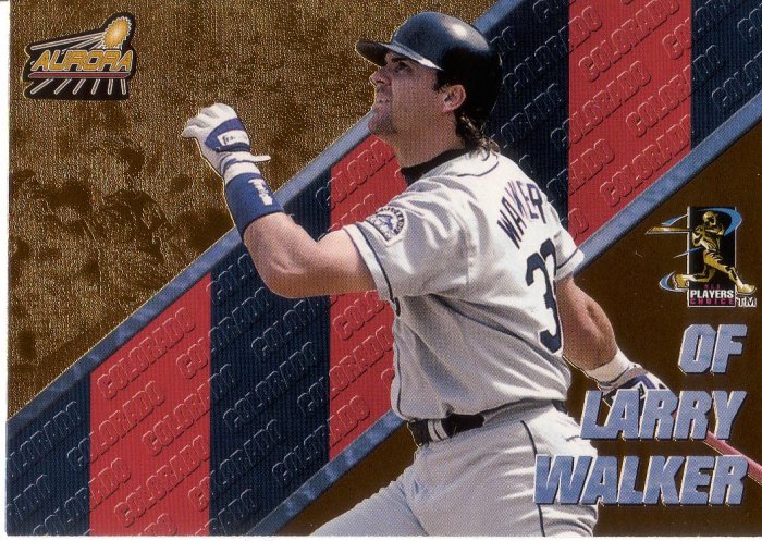 LARRY WALKER 1998 AURORA PENNANT FEVER #33 COPPER COLORADO ROCKIES