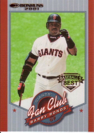 BARRY BONDS 2001 FAN CLUB BASEBALL'S BEST #202 GLOSSY SAN FRANCISCO GIANTS