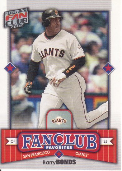 BARRY BONDS 2002 FAN CLUB #291 SAN FRANCISCO GIANTS