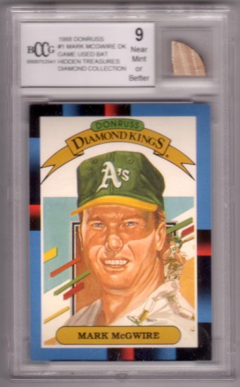 MARK McGWIRE 1988 DONRUSS DK #1 W/ GAME USED BAT BCCG 9 MT ST. LOUIS CARDINALS
