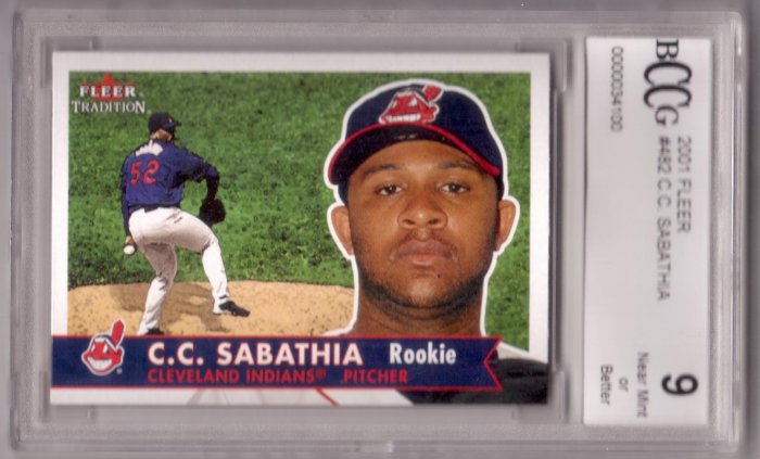 C.C. SABATHIA 2001 FLEER #482 ROOKIE BCCG 9 NMT or BETTER CLEVELAND INDIANS