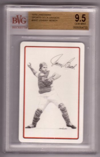 JOHNNY BENCH 1978 LANDSMAN SPORTS DECK NNO BVG BECKETT 9.5 GEM MINT CINCINNATI REDS