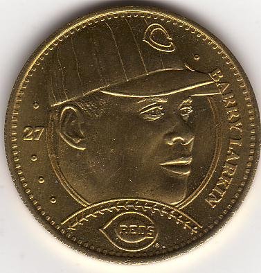 BARRY LARKIN 1997 PINNACLE MINT BRASS COIN #27 CINCINNATI REDS