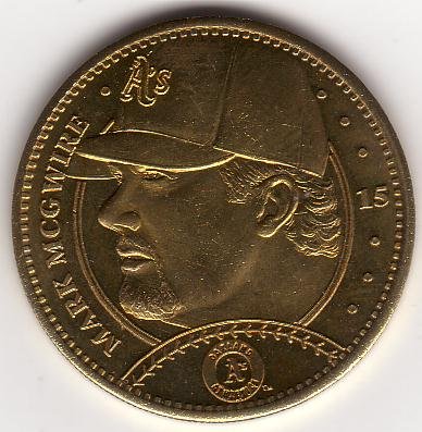 MARK McGWIRE 1997 PINNACLE MINT BRASS COIN #15 ST. LOUIS CARDINALS